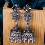 Afgani German Silver Oxidized Jhumki Earrings for Women (DESIGN 1205)