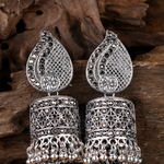 Afgani German Silver Oxidized Jhumki Earrings for Women (DESIGN 1208)