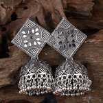 Afgani German Silver Oxidized Jhumki Earrings for Women (DESIGN 1209)