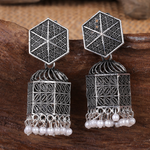 Afgani German Silver Oxidized Jhumki Earrings for Women (DESIGN 1211)