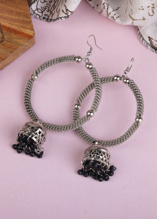Afgani German Silver Oxidized Jhumki Earrings for Women (DESIGN 1503)