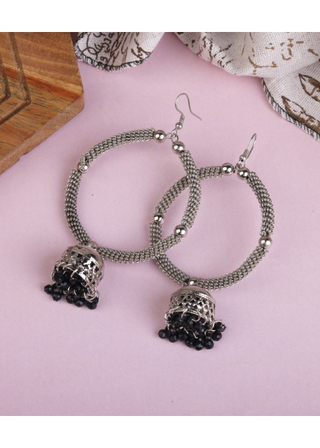 Afgani German Silver Oxidized Jhumki Earrings for Women (DESIGN 1503)