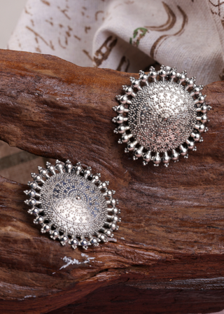 Afgani German Silver Oxidized Jhumki Earrings for Women (DESIGN 1506)