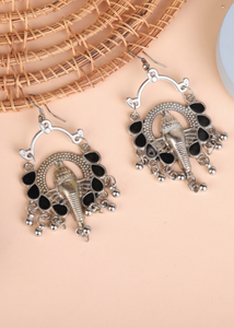 Afgani German Silver Oxidized Jhumki Earrings for Women (DESIGN 1518)