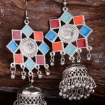 Afgani German Silver Oxidized Jhumki Earrings for Women (DESIGN 1519)