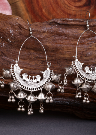 Afgani German Silver Oxidized Jhumki Earrings for Women (DESIGN 1527)