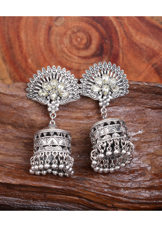 Afgani German Silver Oxidized Jhumki Earrings for Women (DESIGN 1529)