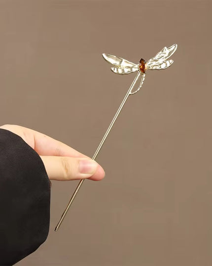Elegant Metal Dragonfly Hair Stick & Chignon Pin with Stone Accent for Women (VT-171)