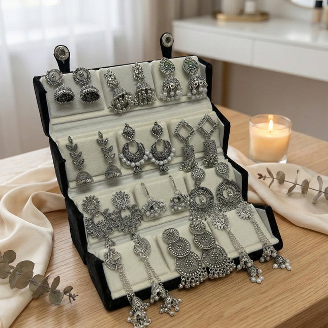 Boho Glam Oxidized Studs Gift Box – Set of 12 (COMBO 01)