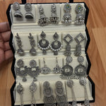 Set Of 12 Oxidized Designer Stud Earrings With Folding Jewelry Box (COMBO 01)