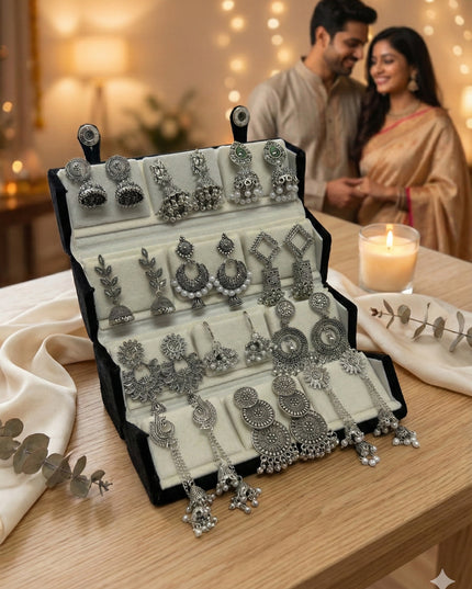 Boho Glam Oxidized Studs Gift Box – Set of 12 (COMBO 01)