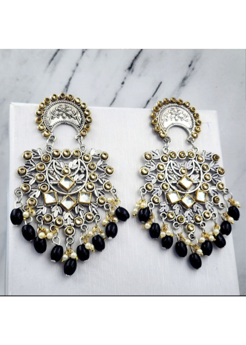 Afgani German Silver Oxidized Jhumki Earrings for Women (DESIGN 852)