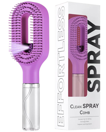 2-in-1 Spray Hair Brush with Water Mister | Detangling Brush with Refillable Bottle | Anti-Frizz, Anti-Static Hair Comb for Women & Kids | Wet & Dry Use (VT-14)