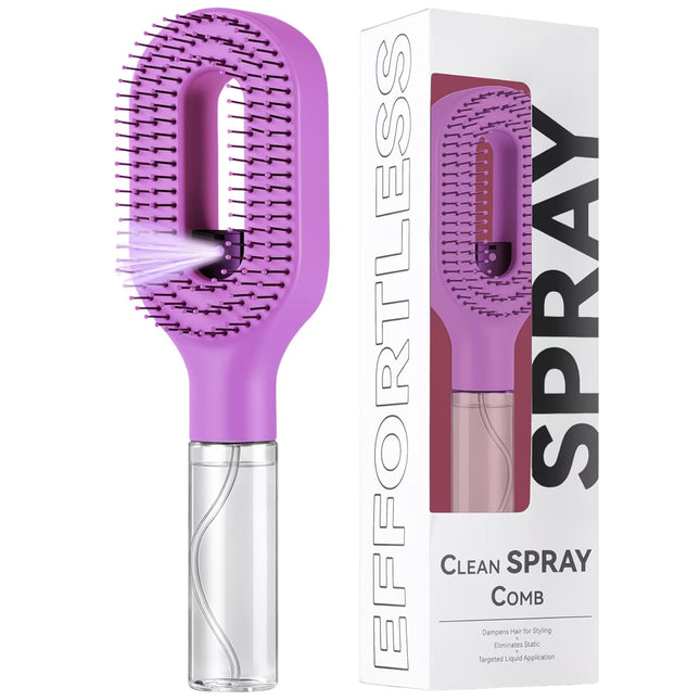2-in-1 Spray Hair Brush with Water Mister | Detangling Brush with Refillable Bottle | Anti-Frizz, Anti-Static Hair Comb for Women & Kids | Wet & Dry Use (VT-14)