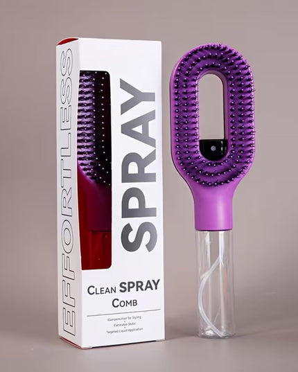 2-in-1 Spray Hair Brush with Water Mister | Detangling Brush with Refillable Bottle | Anti-Frizz, Anti-Static Hair Comb for Women & Kids | Wet & Dry Use (VT-14)