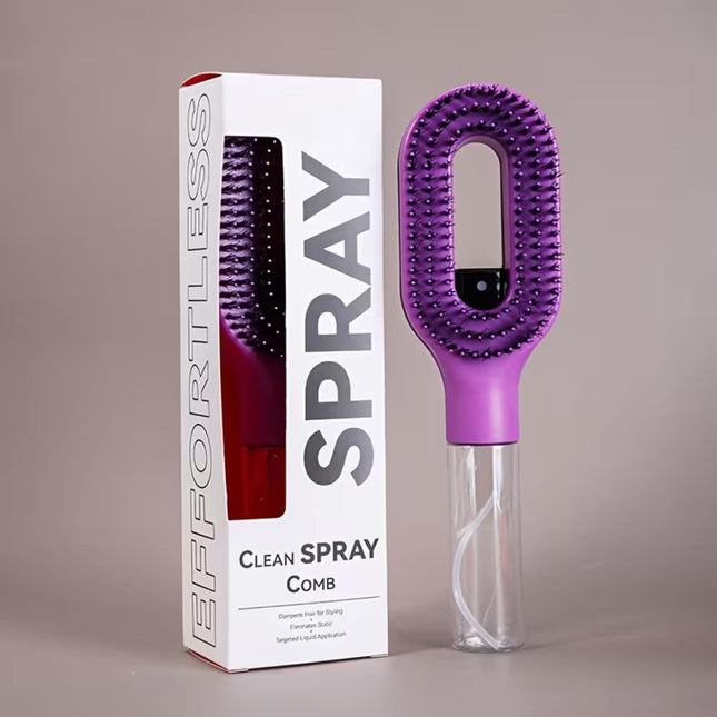 2-in-1 Spray Hair Brush with Water Mister | Detangling Brush with Refillable Bottle | Anti-Frizz, Anti-Static Hair Comb for Women & Kids | Wet & Dry Use (VT-14)