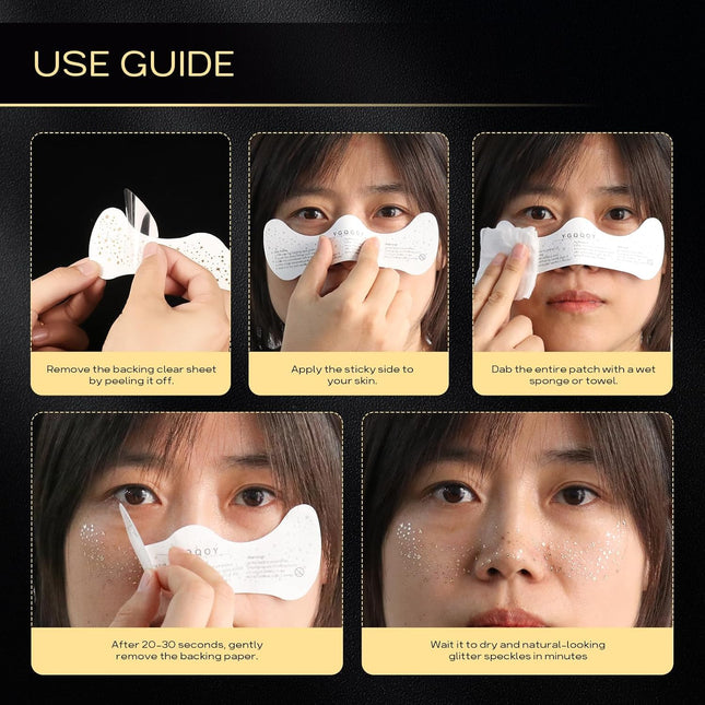 Face Freckle Tattoo Sticker Pack of 6 Gold Silver Star Heart Glitter (VT-22)