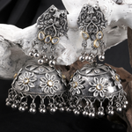 Afgani German Silver Oxidized Jhumki Earrings for Women (DESIGN 725)