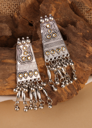 Afgani German Silver Oxidized Jhumki Earrings for Women (DESIGN 747)