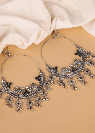 Afgani German Silver Oxidized Jhumki Earrings for Women (DESIGN 748)