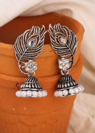Afgani German Silver Oxidized Jhumki Earrings for Women (DESIGN 750)