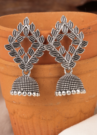 Afgani German Silver Oxidized Jhumki Earrings for Women (DESIGN 756)