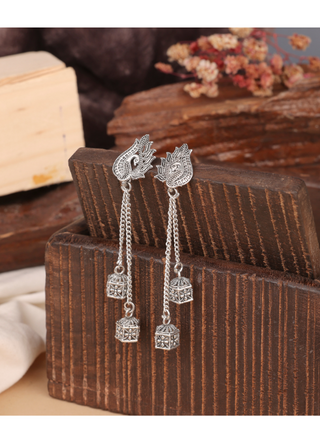 Afgani German Silver Oxidized Jhumki Earrings for Women (DESIGN 766)