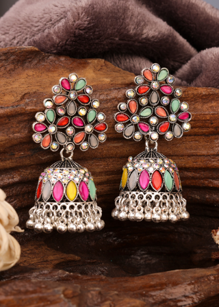 Afgani German Silver Oxidized Jhumki Earrings for Women (DESIGN 769)