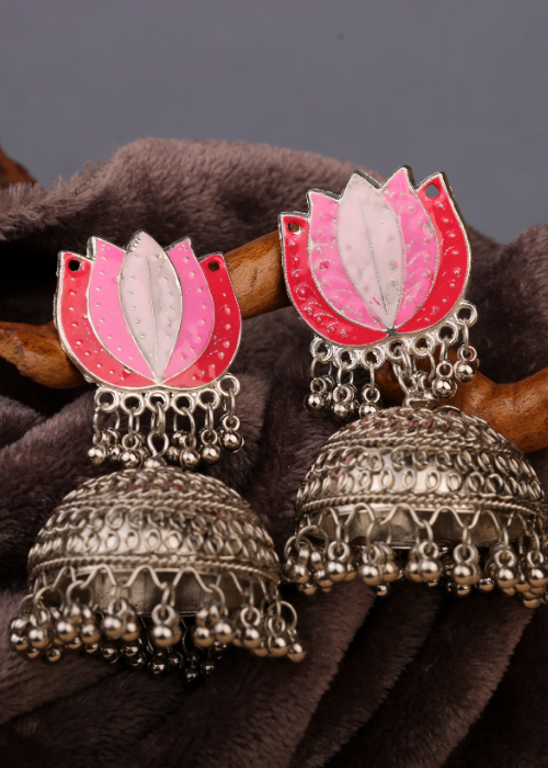 Afgani German Silver Oxidized Jhumki Earrings for Women (DESIGN 785)