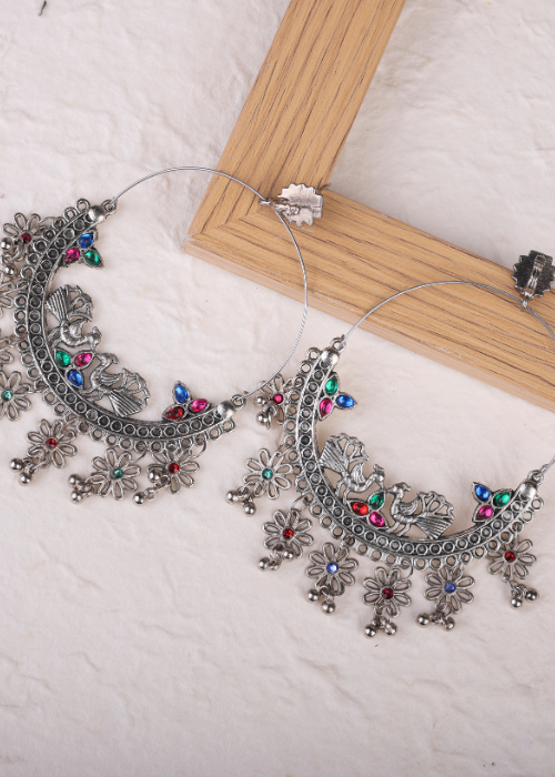 Afgani German Silver Oxidized Jhumki Earrings for Women (DESIGN 789)