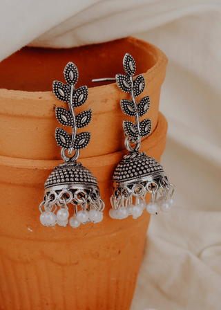 Afgani German Silver Oxidized Jhumki Earrings for Women (DESIGN 790)