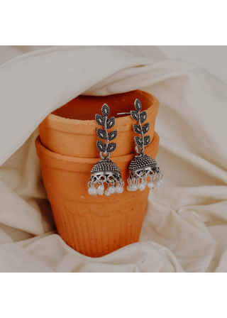 Afgani German Silver Oxidized Jhumki Earrings for Women (DESIGN 790)