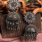 Afgani German Silver Oxidized Jhumki Earrings for Women (DESIGN 798)