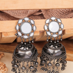 Afgani German Silver Oxidized Jhumki Earrings for Women (DESIGN 800)