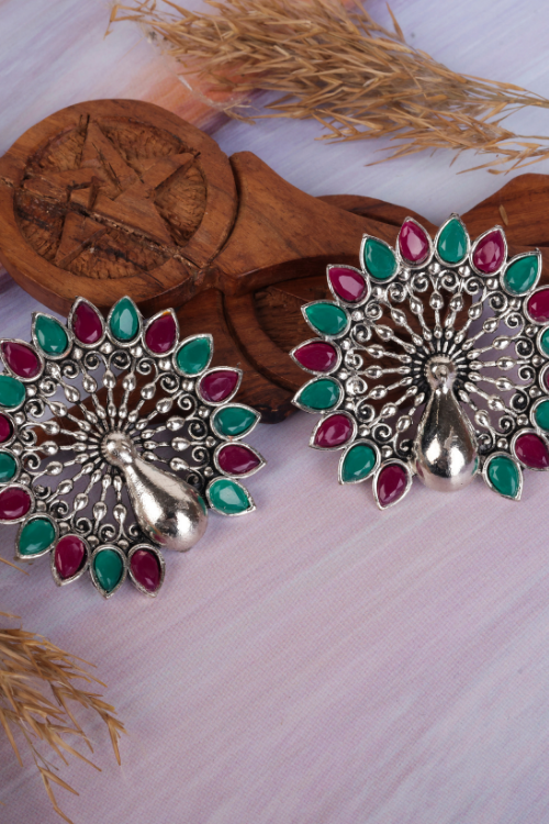 Afgani German Silver Oxidized Jhumki Earrings for Women (DESIGN 806)