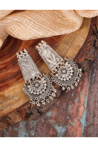 Afgani German Silver Oxidized Jhumki Earrings for Women (DESIGN 809)