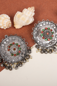 Afgani German Silver Oxidized Jhumki Earrings for Women (DESIGN 817)