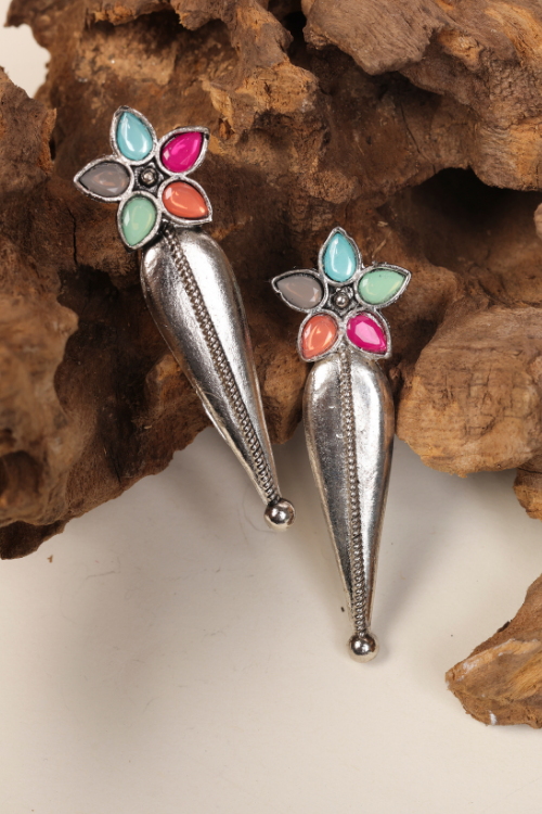 Afgani German Silver Oxidized Jhumki Earrings for Women (DESIGN 819)