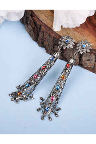 Afgani German Silver Oxidized Jhumki Earrings for Women (DESIGN 821)