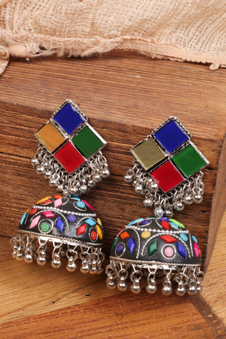 Afgani German Silver Oxidized Jhumki Earrings for Women (DESIGN 832)