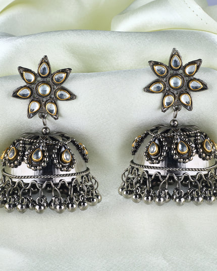 Afgani German Silver Oxidized Jhumki Earrings for Women (DESIGN 865)