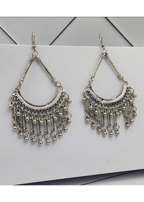 Afgani German Silver Oxidized Jhumki Earrings for Women (DESIGN 854)