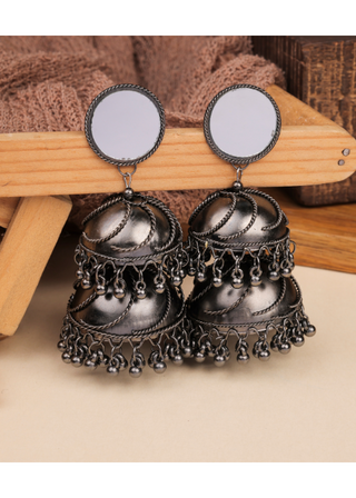 Afgani German Silver Oxidized Jhumki Earrings for Women (DESIGN 901)