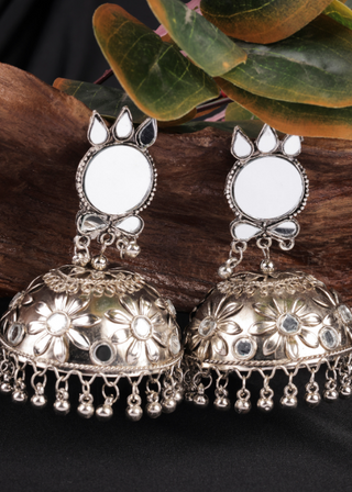 Afgani German Silver Oxidized Jhumki Earrings for Women (DESIGN 905)