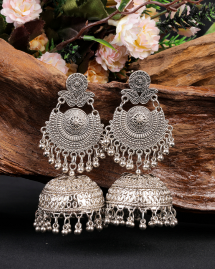 Afgani German Silver Oxidized Jhumki Earrings for Women (DESIGN 907)
