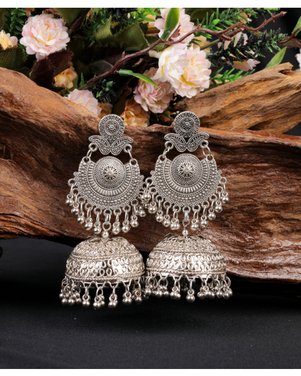 Afgani German Silver Oxidized Jhumki Earrings for Women (DESIGN 907)