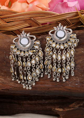 Afgani German Silver Oxidized Jhumki Earrings for Women (DESIGN 915)