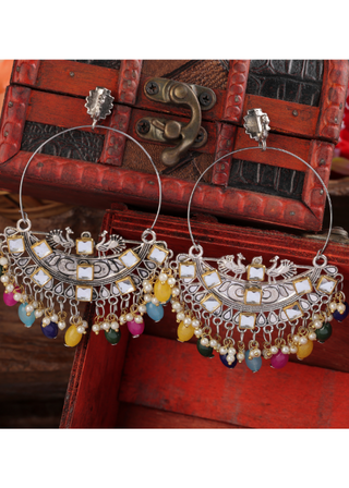 Afgani German Silver Oxidized Jhumki Earrings for Women (DESIGN 917)