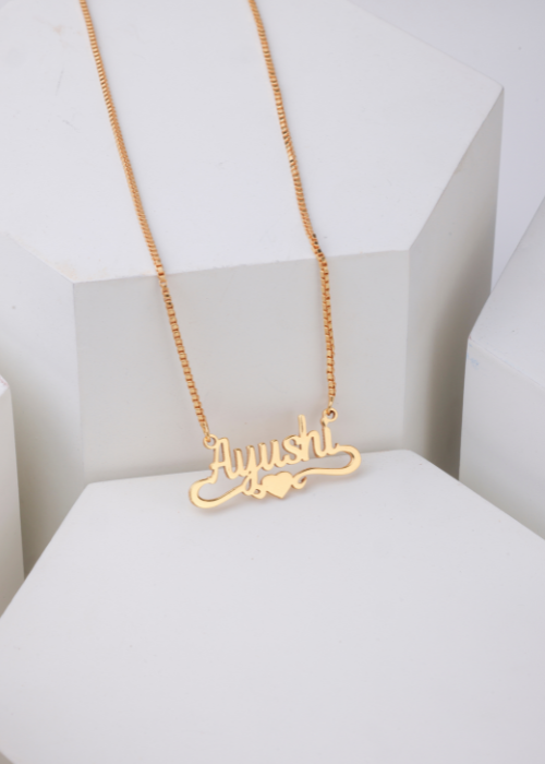 Elevate Your Look With A Custome Name Golden Finish Necklace