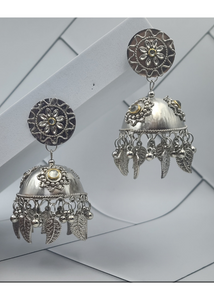 Afgani German Silver Oxidized Jhumki Earrings for Women (DESIGN 855)